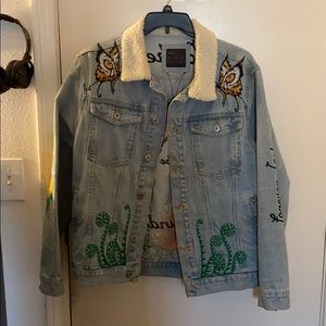 Zara Man Denim Jean Jacket Forever Lost Rare XL